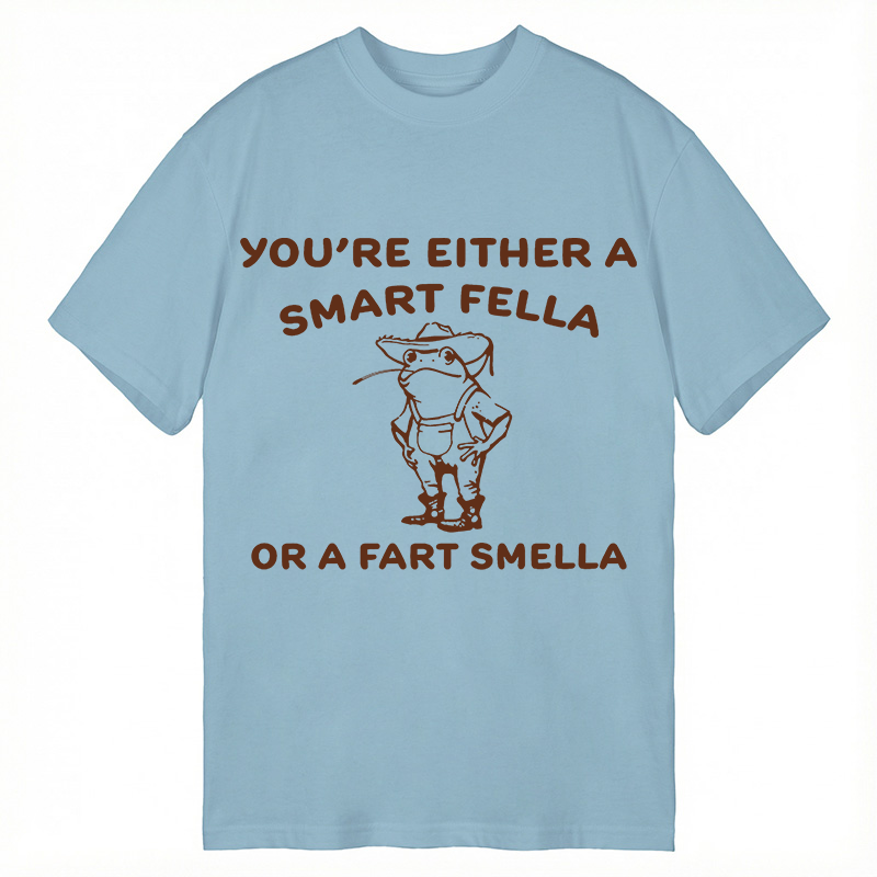 Modecanvas Are You A Smart Fella Or Fart Smella? Cowboy Frog DTG Printing Classic T-Shirt-modecanvas