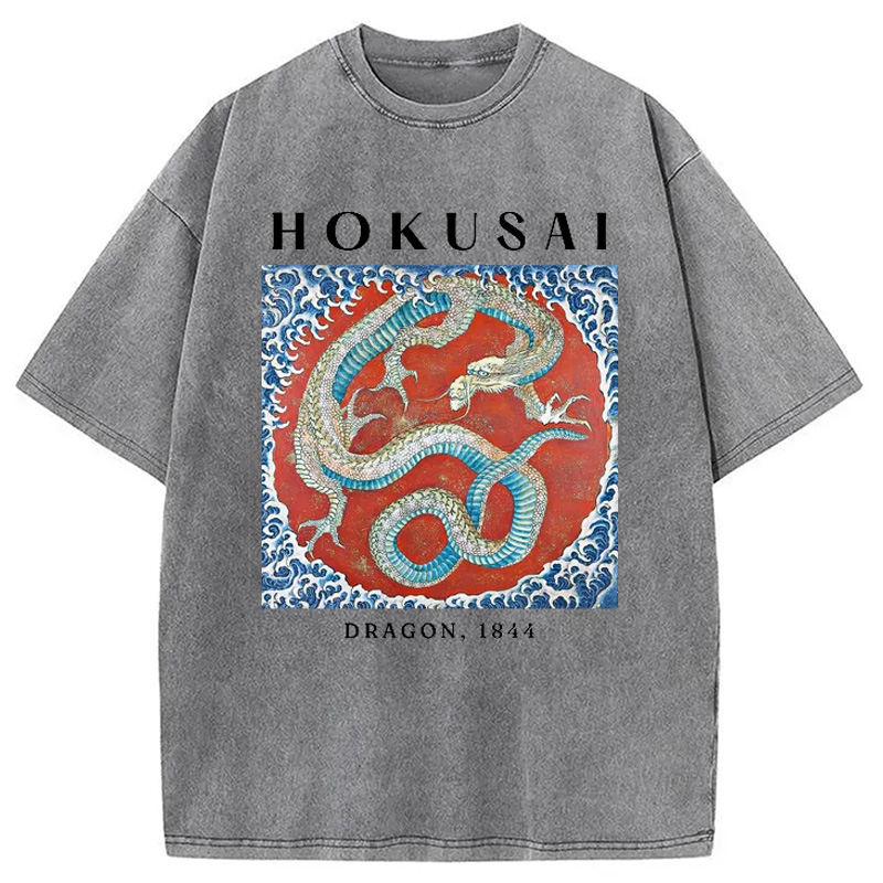 Modecanvas Hokusai Japanese Dragon Washed T-Shirt
