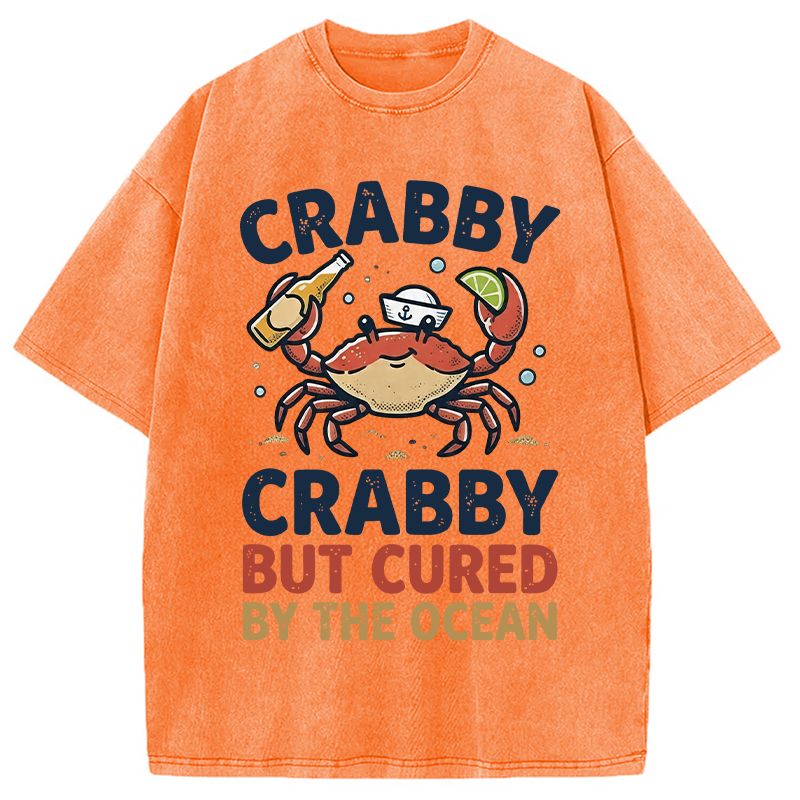 Modecanvas Crabby But Cured By The Ocean DTG Printing Washed T-Shirt