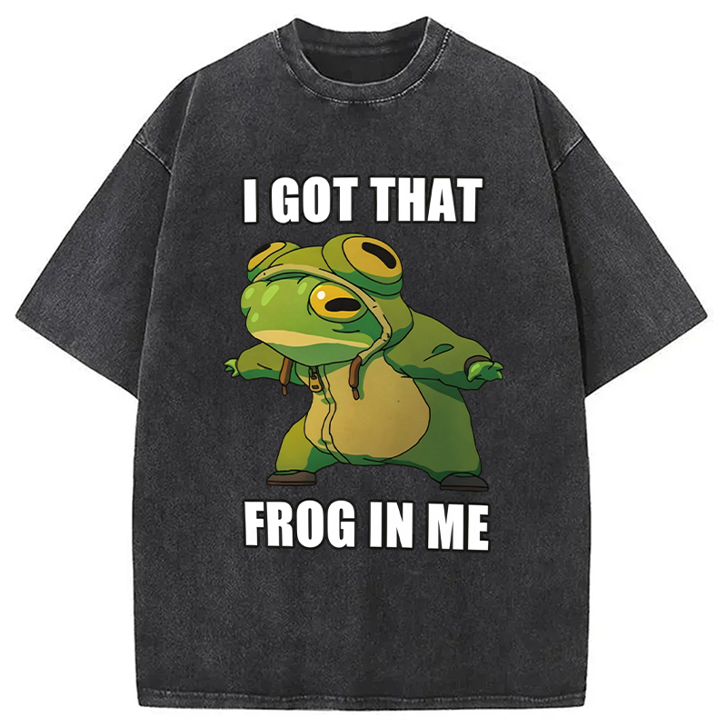Modecanvas I Got That Frog In Me Funny DTG Printing Washed T-Shirt