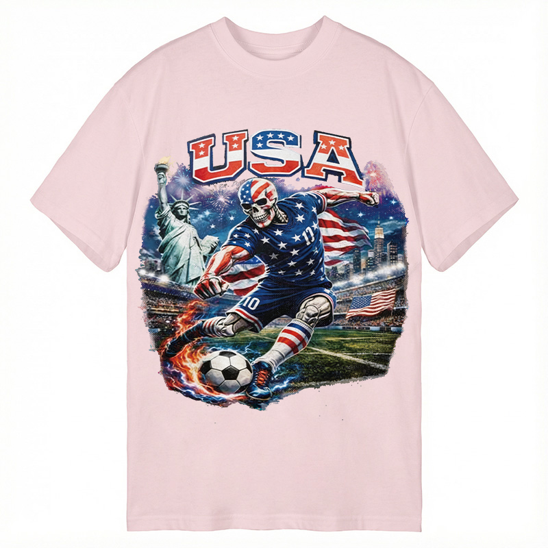 Modecanvas USA Soccer Skull DTG Printing Classic T-Shirt-modecanvas
