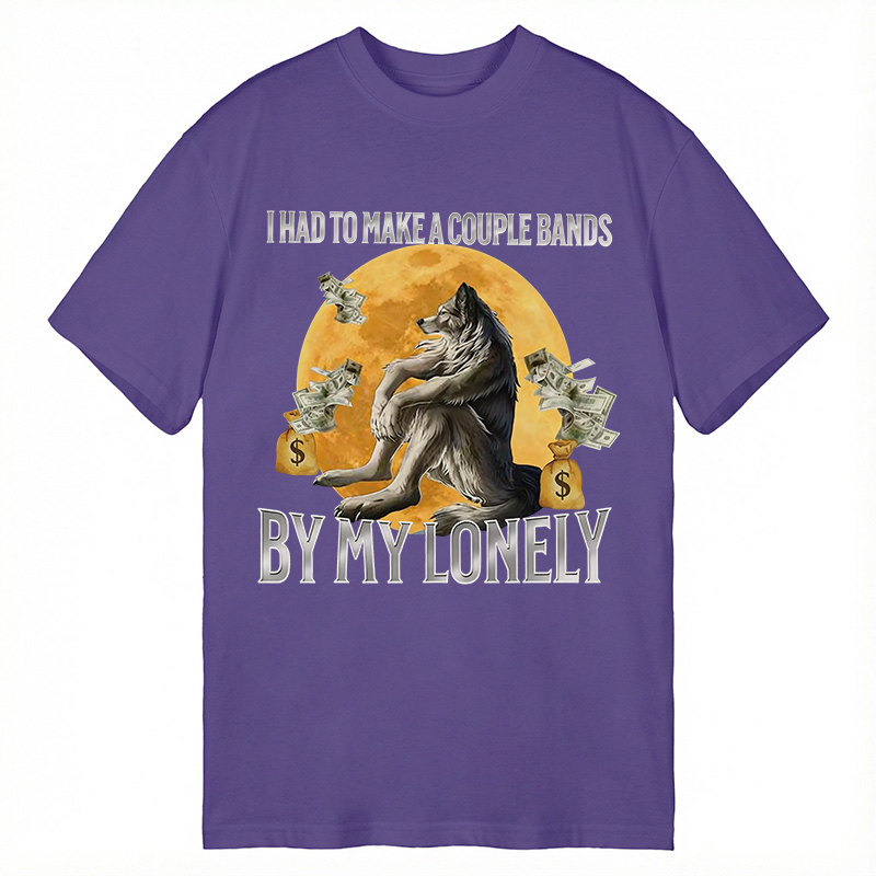 Modecanvas Lonely Alpha Wolf Meme DTG Printing Classic T-Shirt-modecanvas