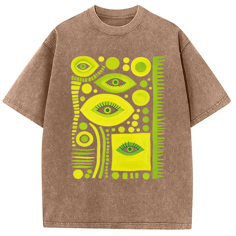 Modecanvas Geometric Eyes DTG Printing Washed T-Shirt