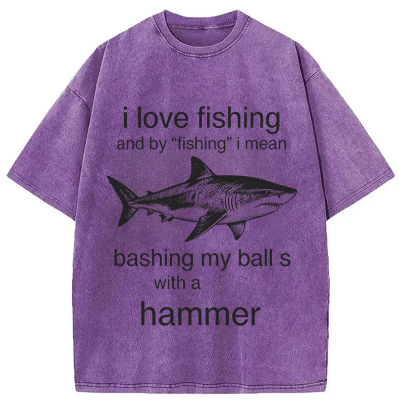 Modecanvas I Love Fishing DTG Printing Washed T-Shirt