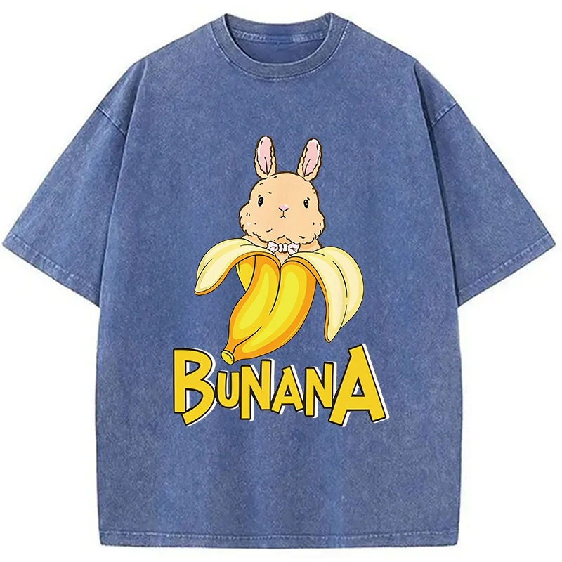 Modecanvas Funny Banana Bunny DTG Printing Washed T-Shirt