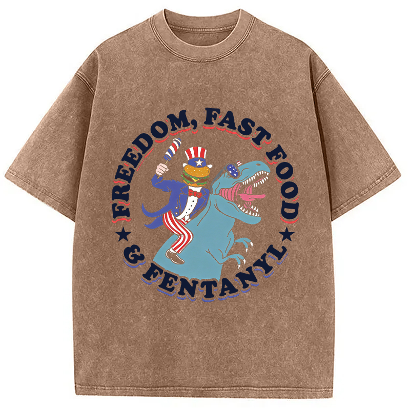 Modecanvas Freedom Fast Food DTG Printing Washed T-Shirt