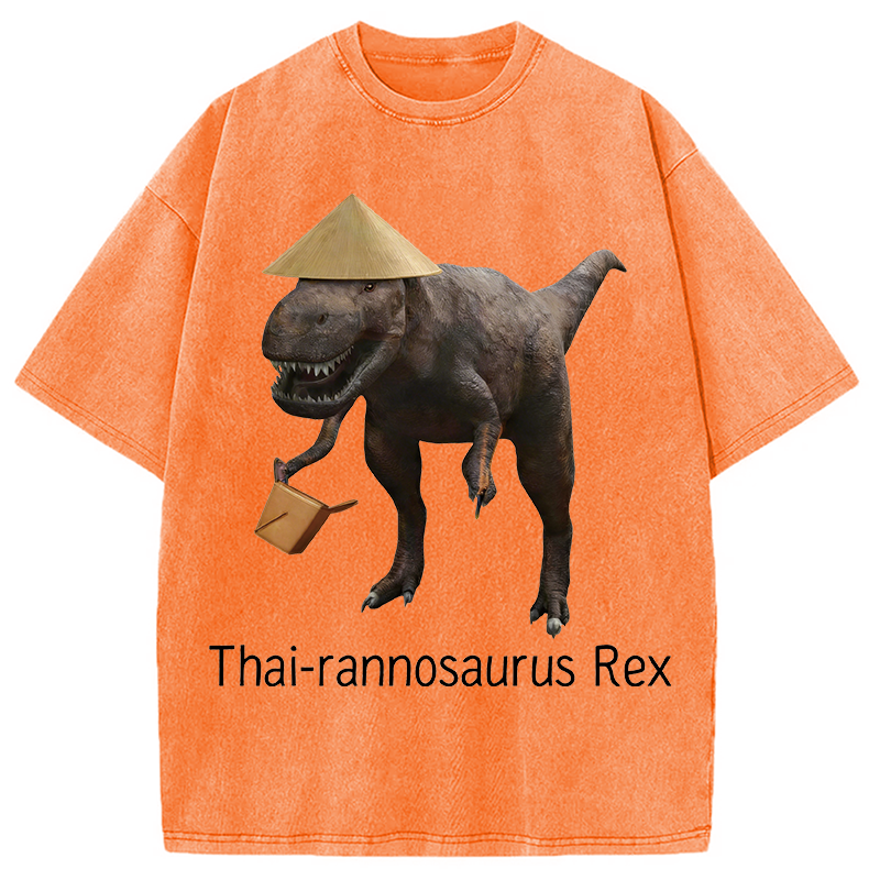 Modecanvas Thai-rannosaurus Rex DTG Printing Washed T-Shirt