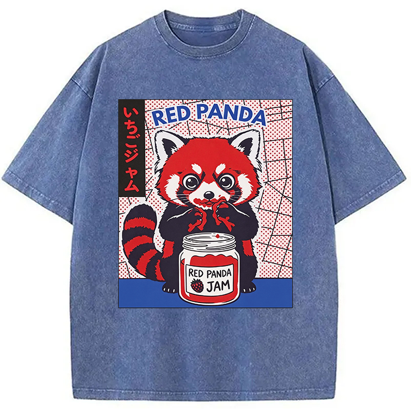 Modecanvas Red Panda DTG Printing Washed T-Shirt