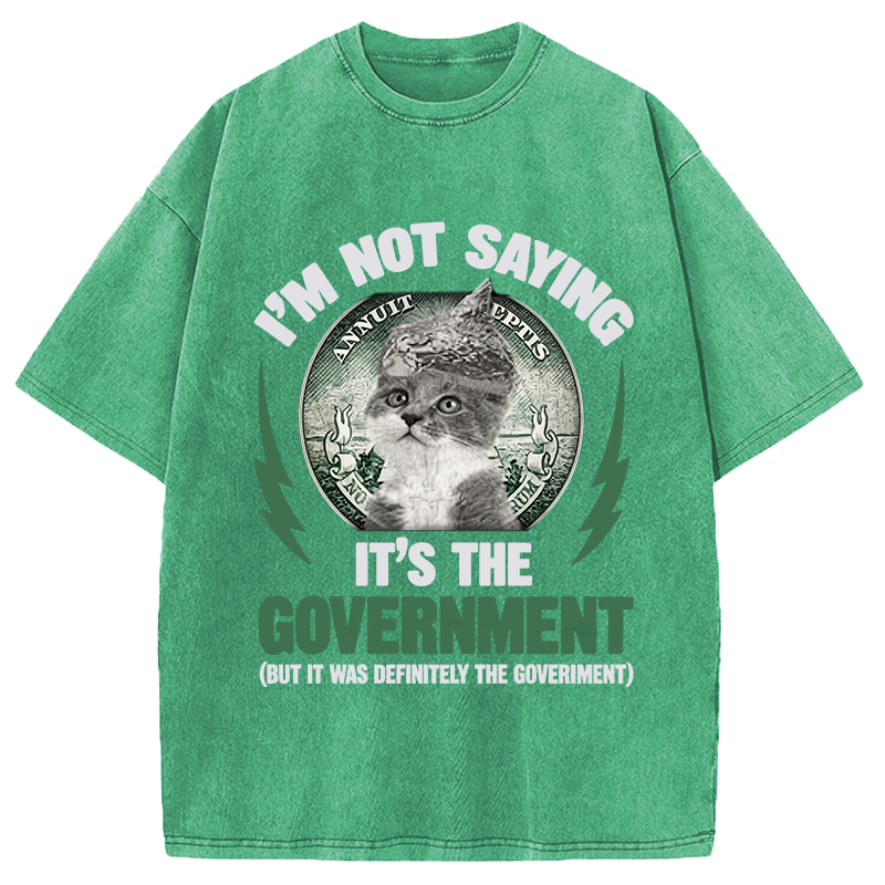 Modecanvas Government Conspiracy Cat DTG Printing Washed T-Shirt