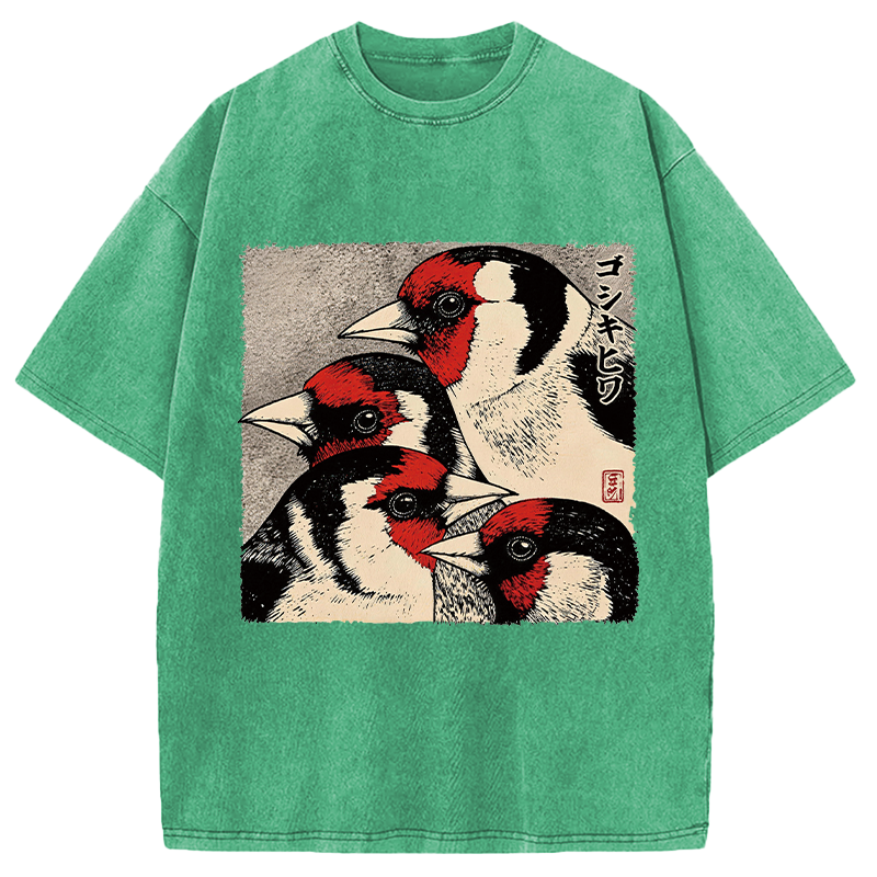 Modecanvas Stillness Of The Goldfinch DTG Printing Washed T-Shirt