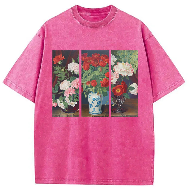 Modecanvas Van Gogh Flower Washed T-Shirt