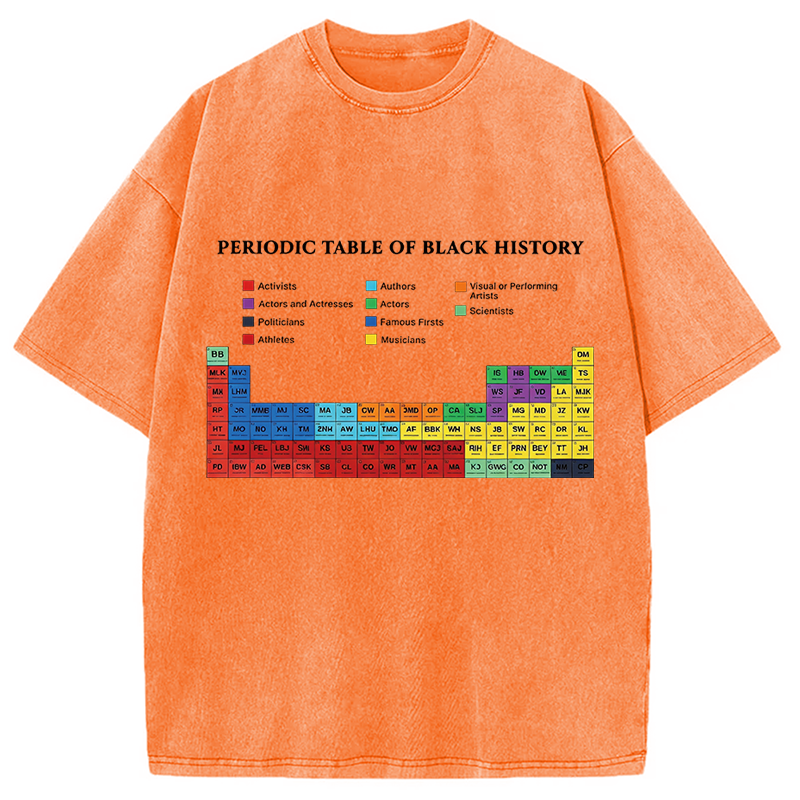 Modecanvas Periodic Table Of Black History DTG Printing Washed T-Shirt
