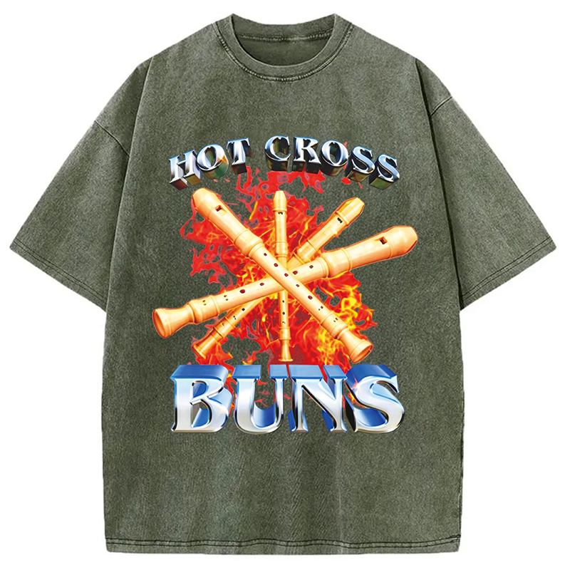Modecanvas HOT CROSS BUNS DTG Printing Washed T-Shirt