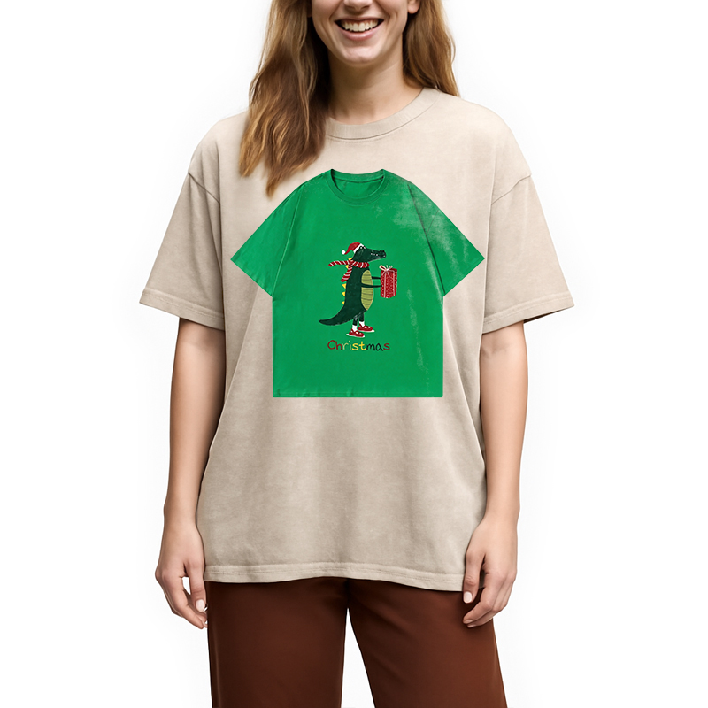 Modecanvas Gift Crocodile Shirt Of DTG Printing Washed T-Shirt