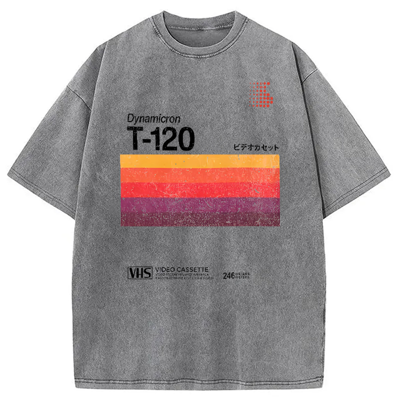 Modecanvas VHS T-120 Vintage Video Tape Washed T-Shirt