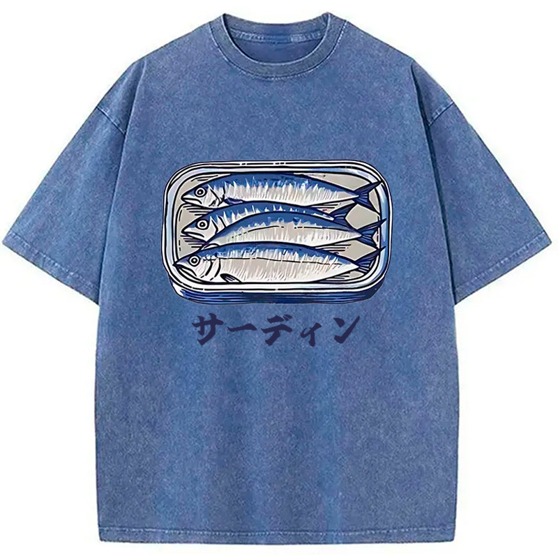 Modecanvas Sardines Can Vintage Washed T-Shirt