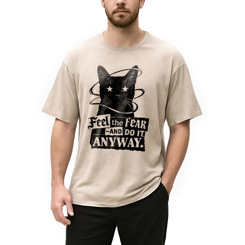 Modecanvas Defiant Whisker Existential Smoke DTG Printing Washed T-Shirt