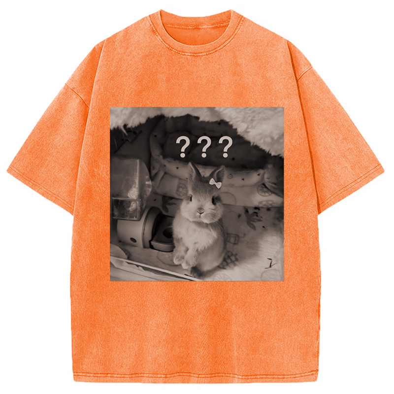 Modecanvas Cute Rabbit Valentine DTG Printing Washed T-Shirt