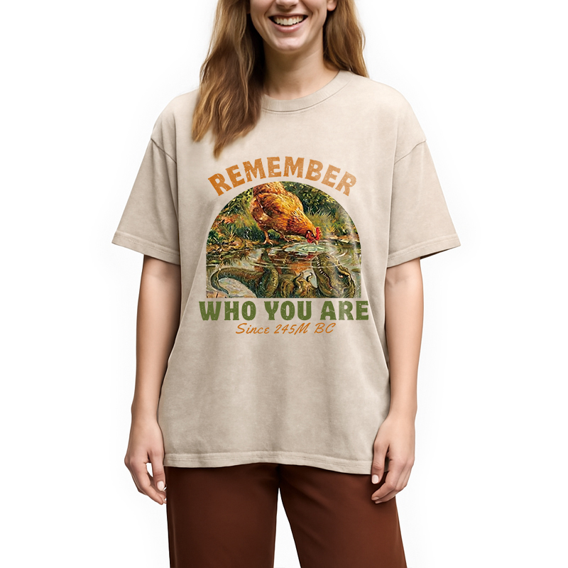 Modecanvas Remember Who You Are Funny DTG Printing Washed T-Shirt