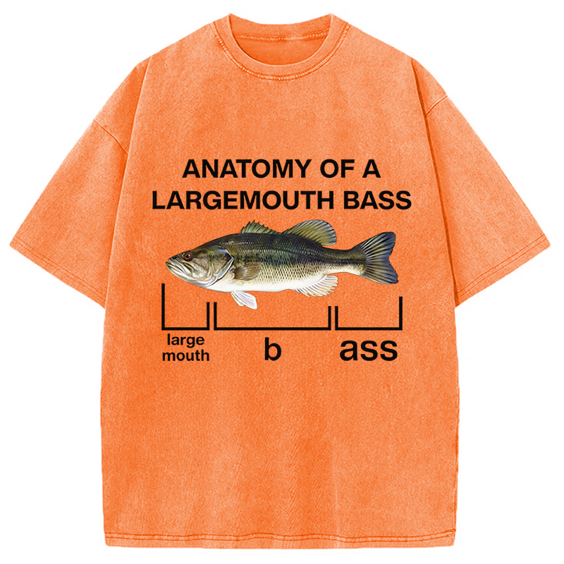 Modecanvas Anatomy Of A Large Mouth Bass Fish DTG Printing Washed T-Shirt