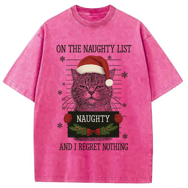 Modecanvas Christmas Naughty Cat Washed T-Shirt