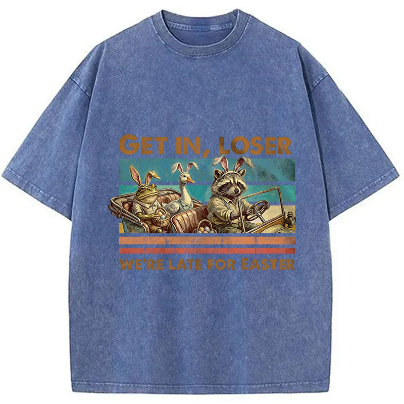 Modecanvas Funny Easter Animals Car DTG Printing Washed T-Shirt