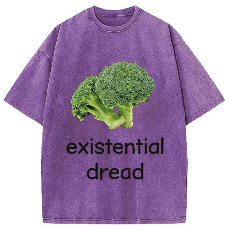 Modecanvas Existential Dread Broccoli DTG Printing Washed T-Shirt