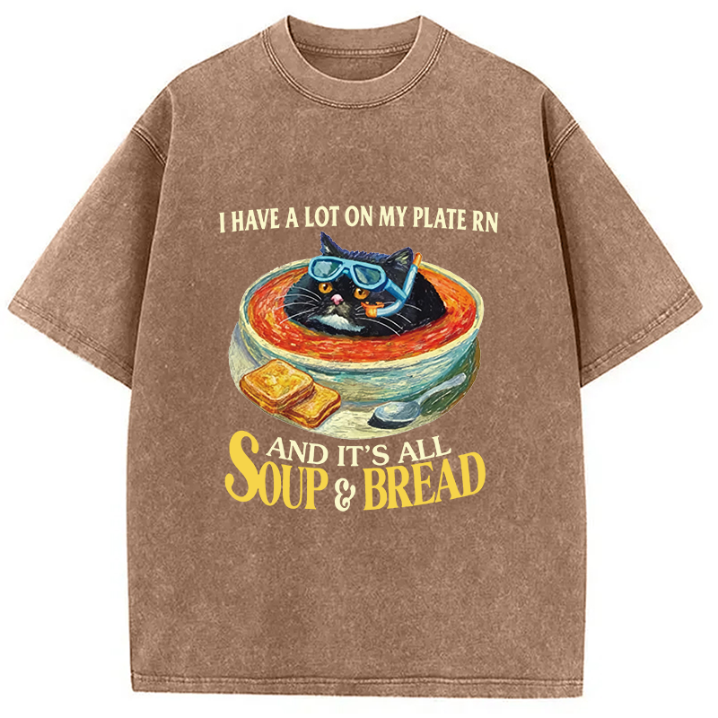 Modecanvas Soup And Bread DTG Printing Washed T-Shirt