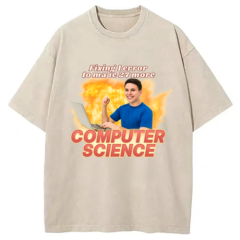 Modecanvas Computer Science Error Meme Washed T-Shirt