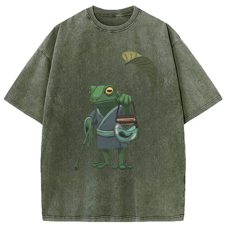 Modecanvas A Frog and His Son Washed T-Shirt