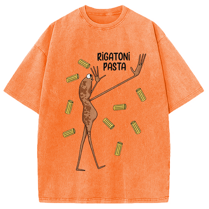 Modecanvas Rigatoni Pasta Meme DTG Printing Washed T-Shirt