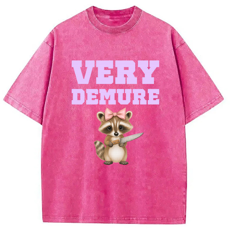 Modecanvas Very Demure Raccoon Washed T-Shirt