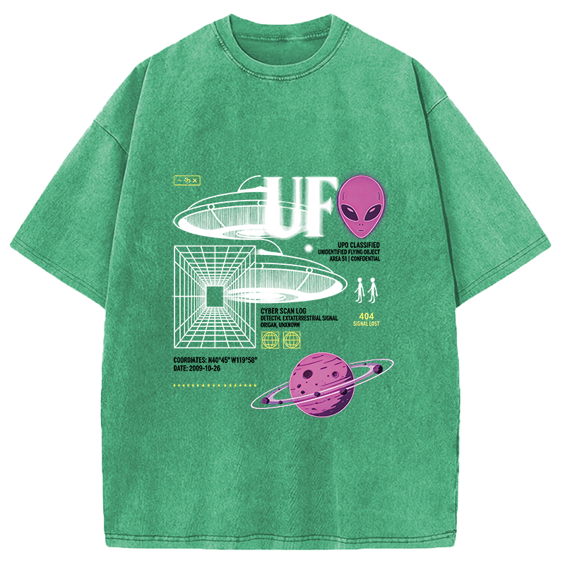 Modecanvas Cosmic Signal Alien Archive DTG Printing Washed T-Shirt