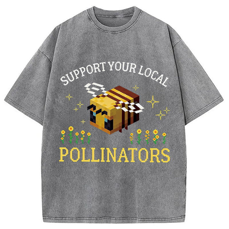 Modecanvas Support Your Local Pollinators DTG Printing Washed T-Shirt