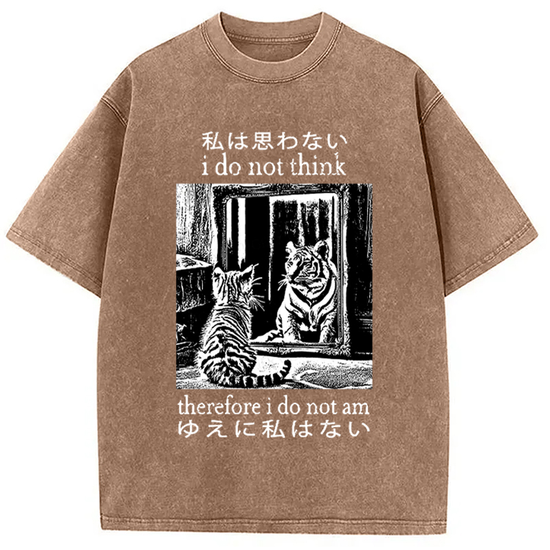 Modecanvas Thinking Cat Japanese Washed T-Shirt