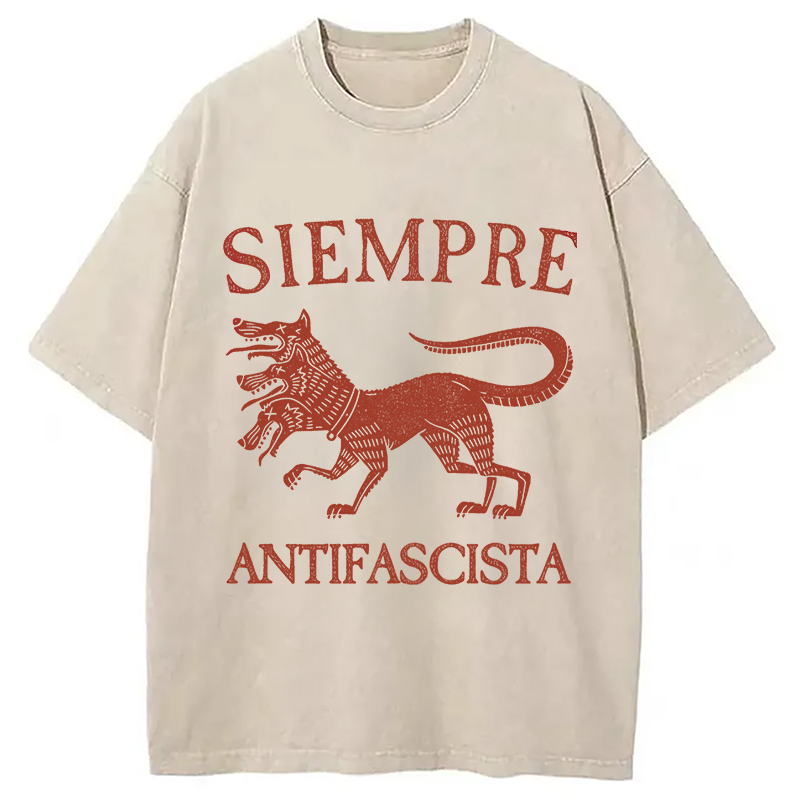 Modecanvas Antifascista Vintage DTG Printing Washed T-Shirt
