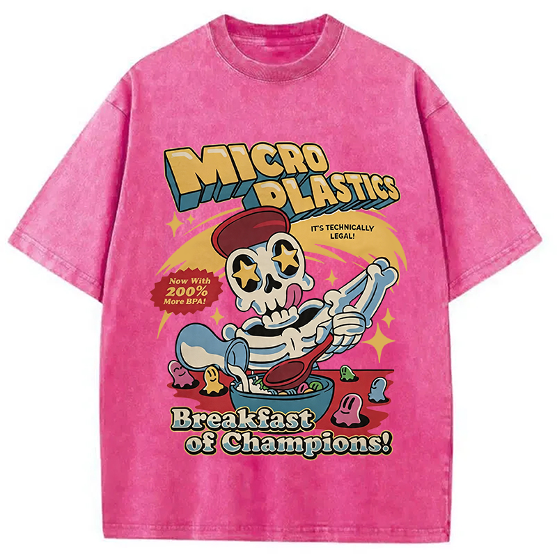 Modecanvas Microplastics Skeleton Meme DTG Printing Washed T-Shirt