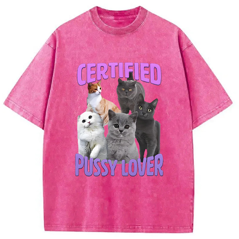 Modecanvas Certified Pussy Lover Washed T-Shirt
