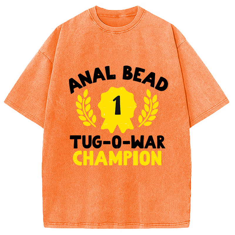 Modecanvas Bead Tug O War Champion Funny Washed T-Shirt-modecanvas