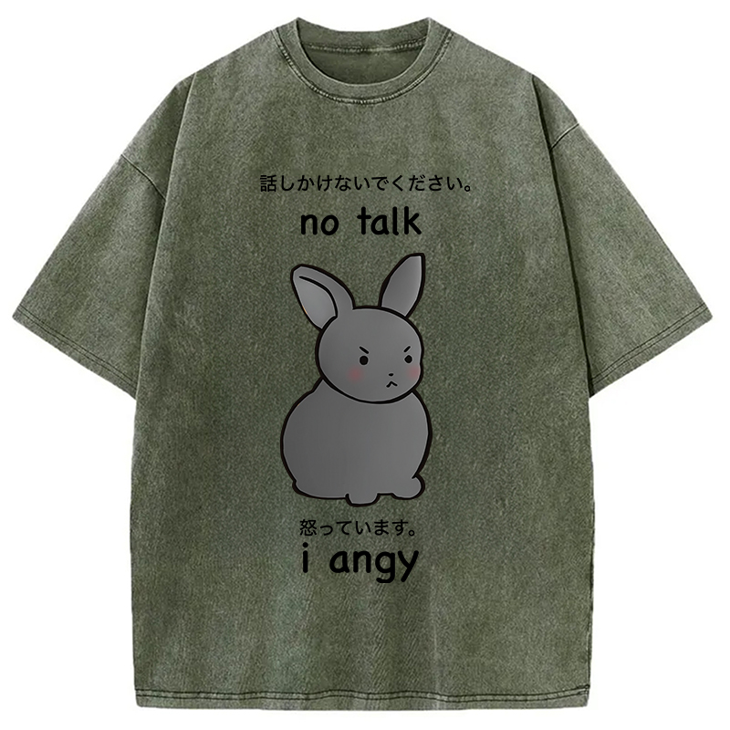 Modecanvas No Talk I Angy Washed T-Shirt-modecanvas