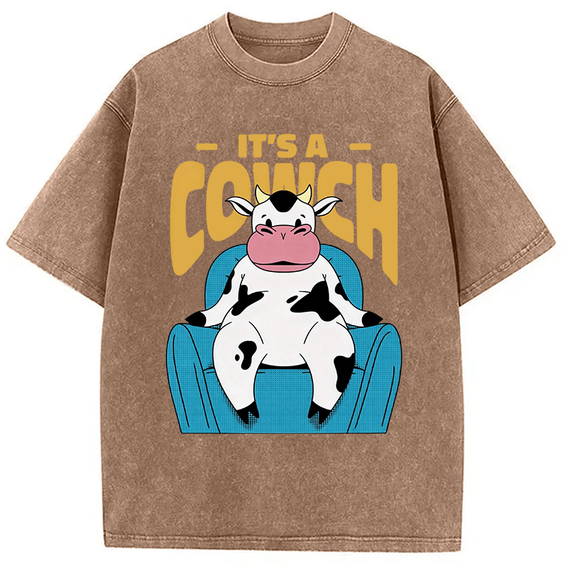 Modecanvas Its A Cowch Funny Cow DTG Printing Washed T-Shirt