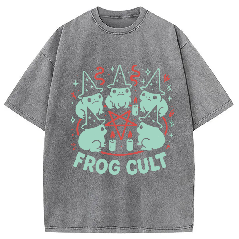 Modecanvas Frog Cult Meme DTG Printing Washed T-Shirt