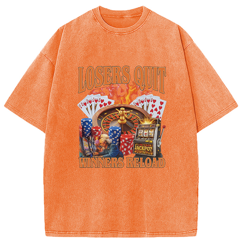 Modecanvas Funny Gambling Washed T-Shirt