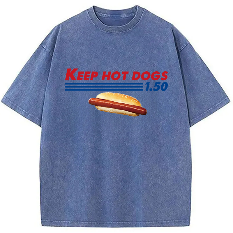 Modecanvas Funny Costco Hotdog DTG Printing Washed T-Shirt