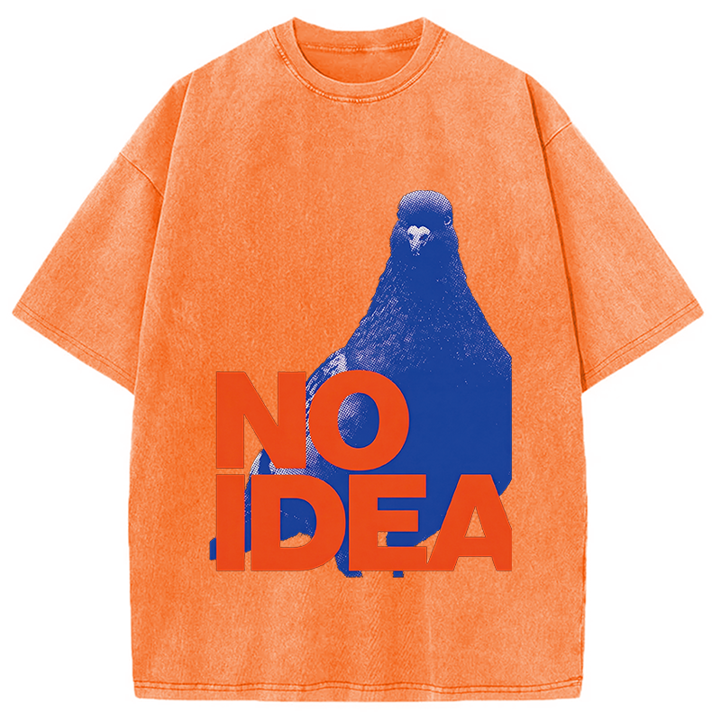 Modecanvas Funny Bird Pigeon Have No Idea DTG Printing Washed T-Shirt