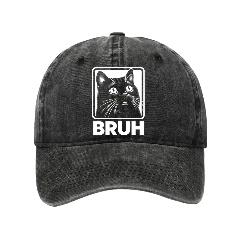 Modecanvas BRUH Cat Washed Cap-modecanvas