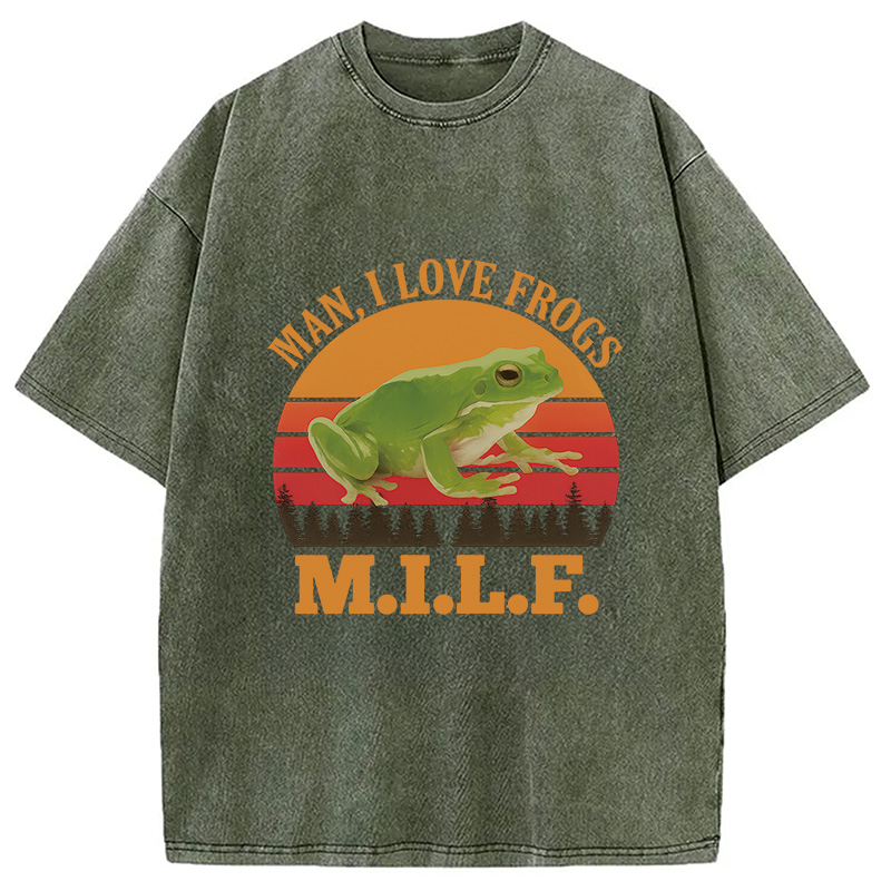 Modecanvas M.I.L.F. Vintage Frog Washed T-Shirt