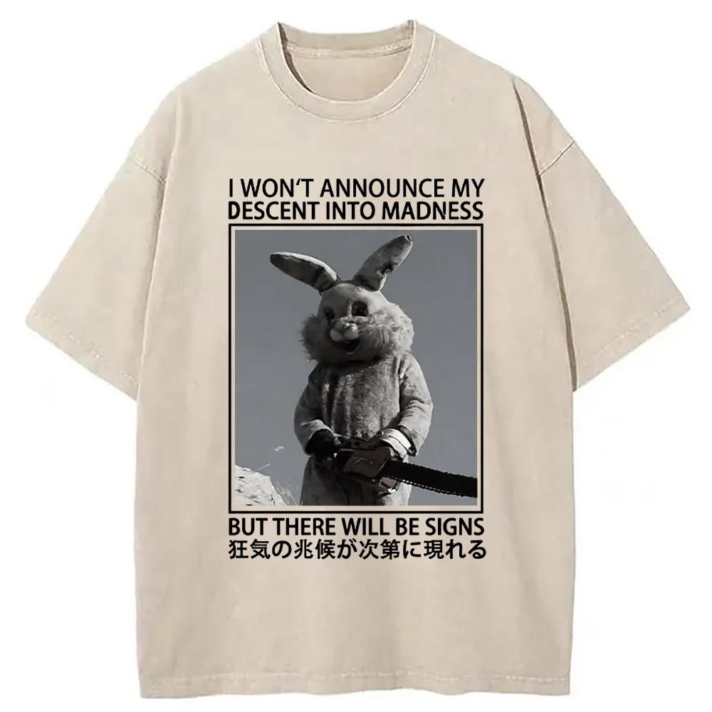 Modecanvas Rabbit Goes Into Madness Washed T-Shirt-modecanvas