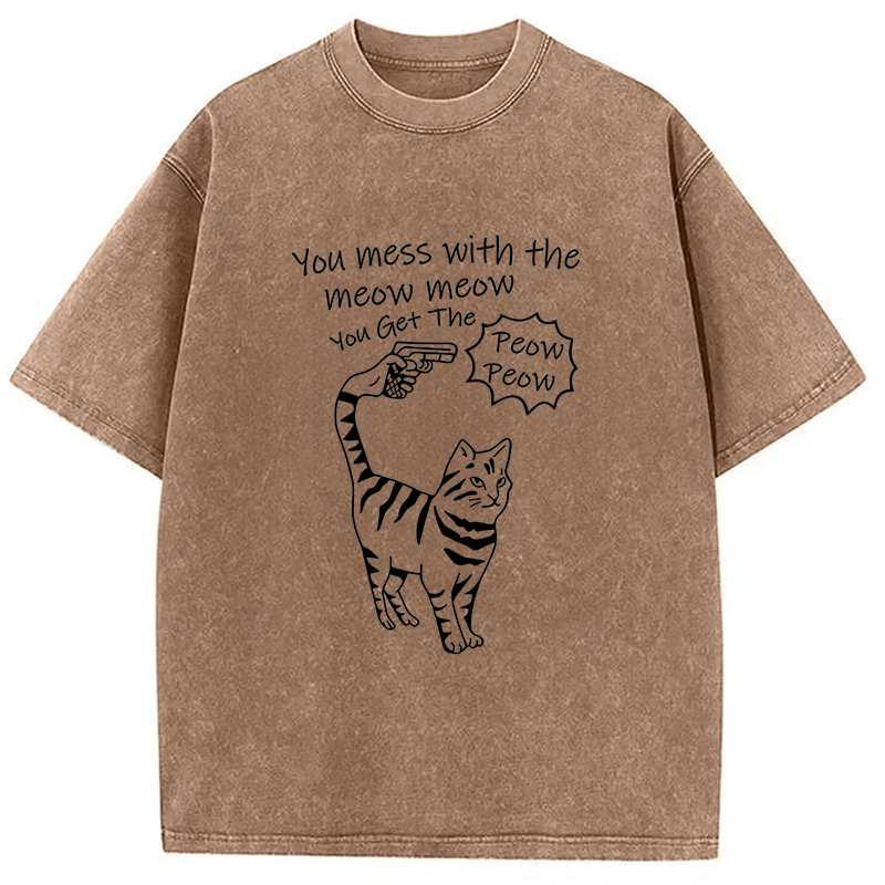 Modecanvas Waiting For Punishment From Cat DTG Printing Washed T-Shirt