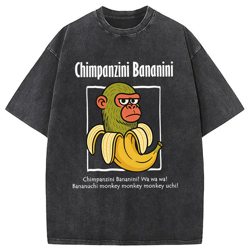 Modecanvas Chimpanzini Bananini Funny DTG Printing Washed T-Shirt